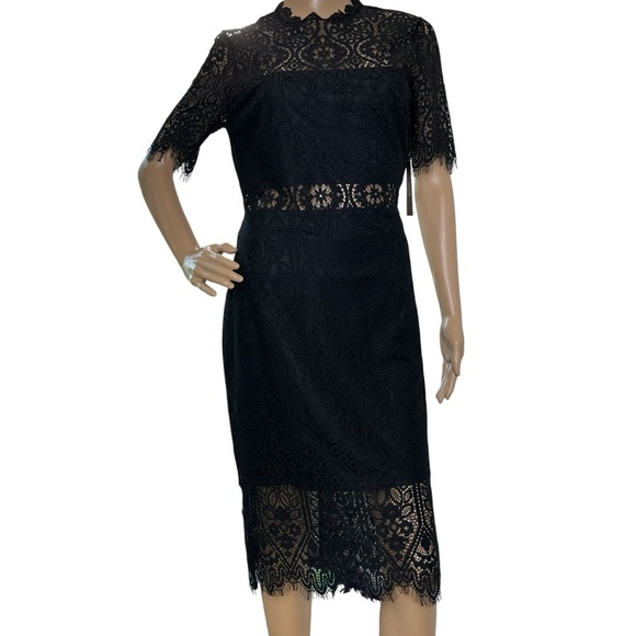 Lulu's Remarkable Black Sheer Lace Short Sleeve Mini Dress NWT medium - Picture 1 of 7